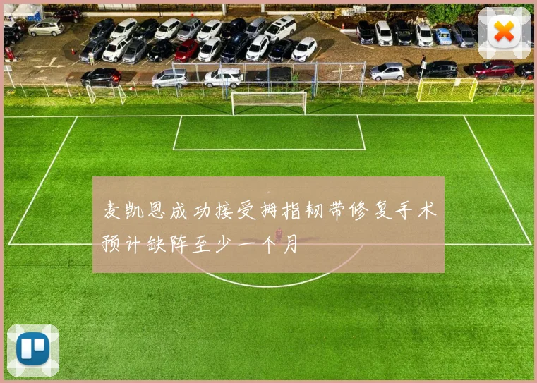 麦凯恩成功接受拇指韧带修复手术预计缺阵至少一个月